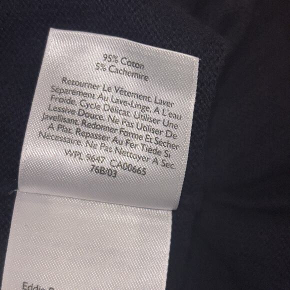 Eddie Bauer‎ Sweater Mens M Navy Blue Half Zip Cotton Cashmere Pullover Soft - Picture 7 of 15